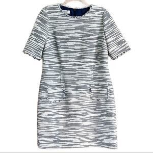 HOBBS London Tweed Sheath Dress Blue White Marled Career Work Office